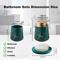 Bathroom Accessories Set Ceramic Bathroom Accessory Set Plant Patterns Accessories with Soap Dispenser Dish Tumbler for Home Decor Victorian(3 Piece Set-Green)