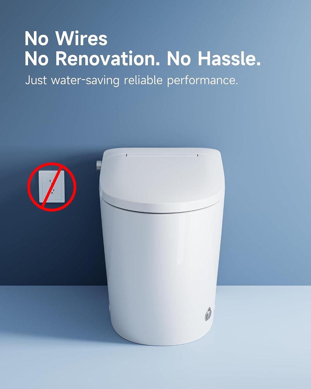 HOROW HR-T30 Non-Electric Bidet Toilet, Tankless Toilet with ADA Chair Height, 1.0GPF and Powerful Flush, Skirted One Piece Toilet for Bathroom, 12' Rough in