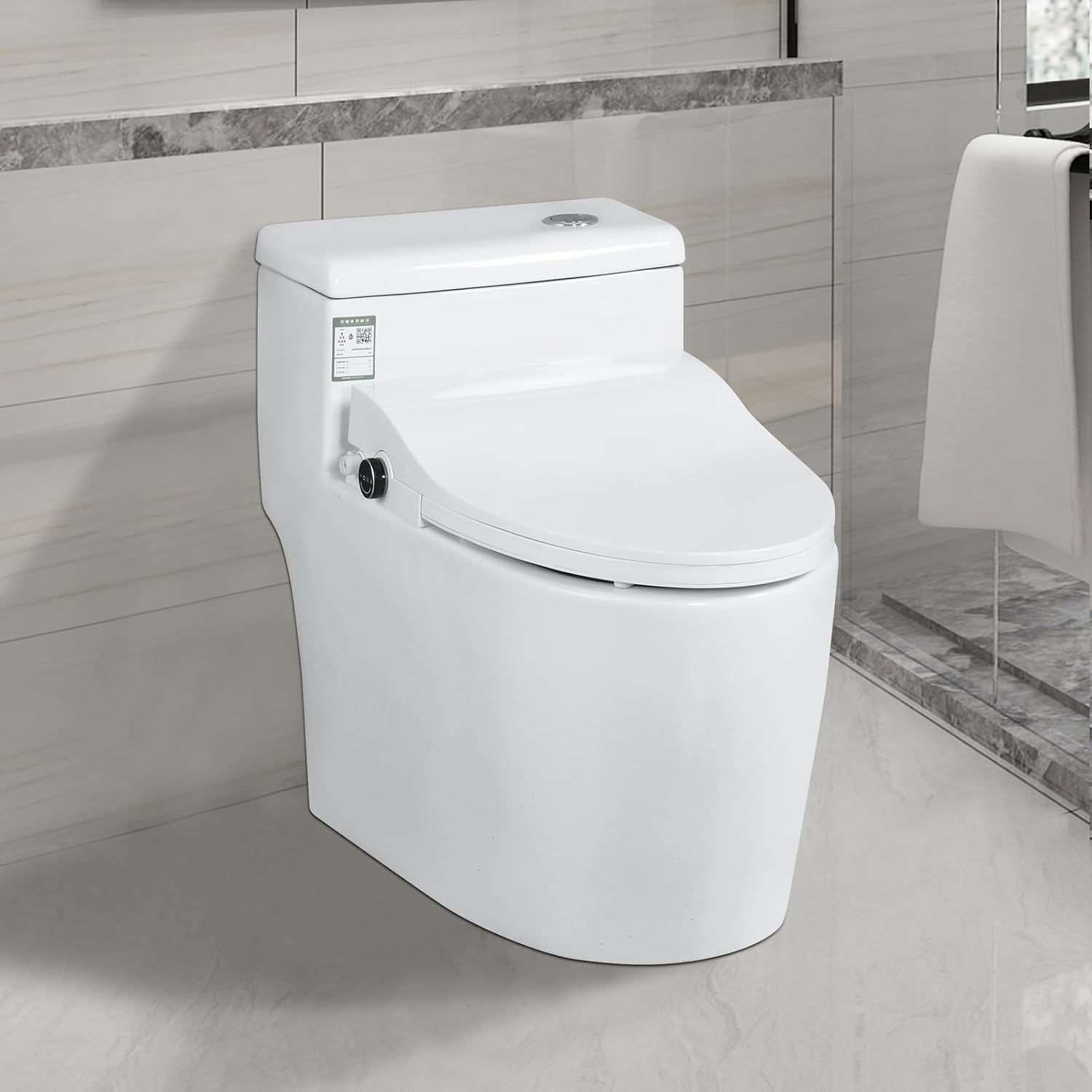 Electric Bidet Toilet Seat Elongated, Instant Warm Water, Heated Seat with Dryer, Self-Cleaning Nozzle, Soft Close Lid & Night Light - Smart Bidet with Adjustable Temp, Pressure & Universal Fit