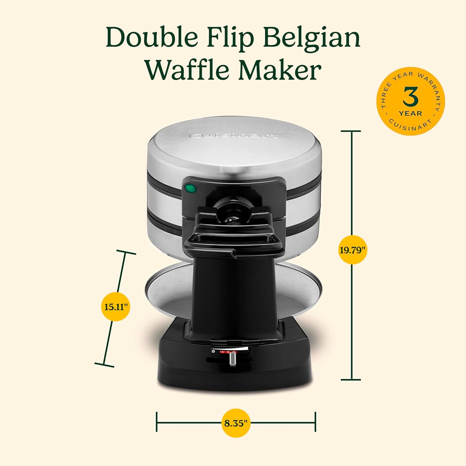 Cuisinart Double Flip Belgian Waffle Maker, WAF-F40NAS, Stainless Steel, Grey and Black
