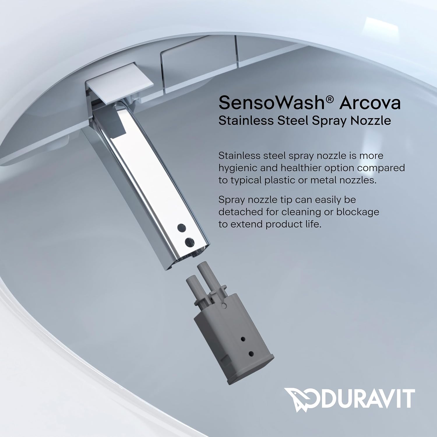 Duravit Sensowash Arcova Elongated Electric Slim Bidet Toilet Seat, Instant Warm Water, Air Dryer, Deodorizer, Heated Slow Close Seat, Stainless Steel Wand, Night Light, Remote Control, White - 600008
