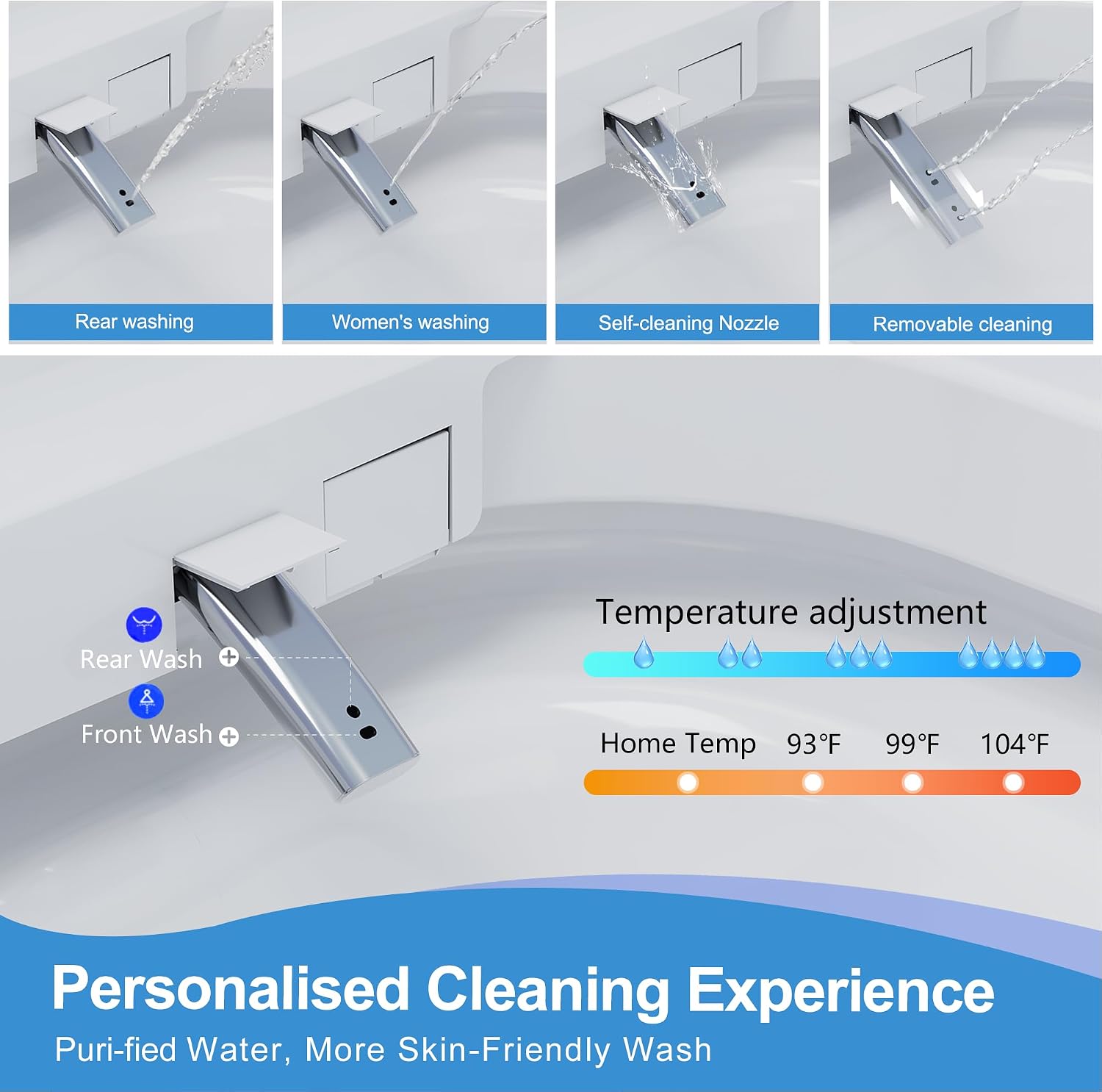 TDH Smart Toilet with Bidet Built in,Foam Shield, Blackout Flushing,Heated Seat with Instant Water, Aromatherapy Tablet,Foot Sensor Auto Open/Close,Ambient Lighting for Bathrooms