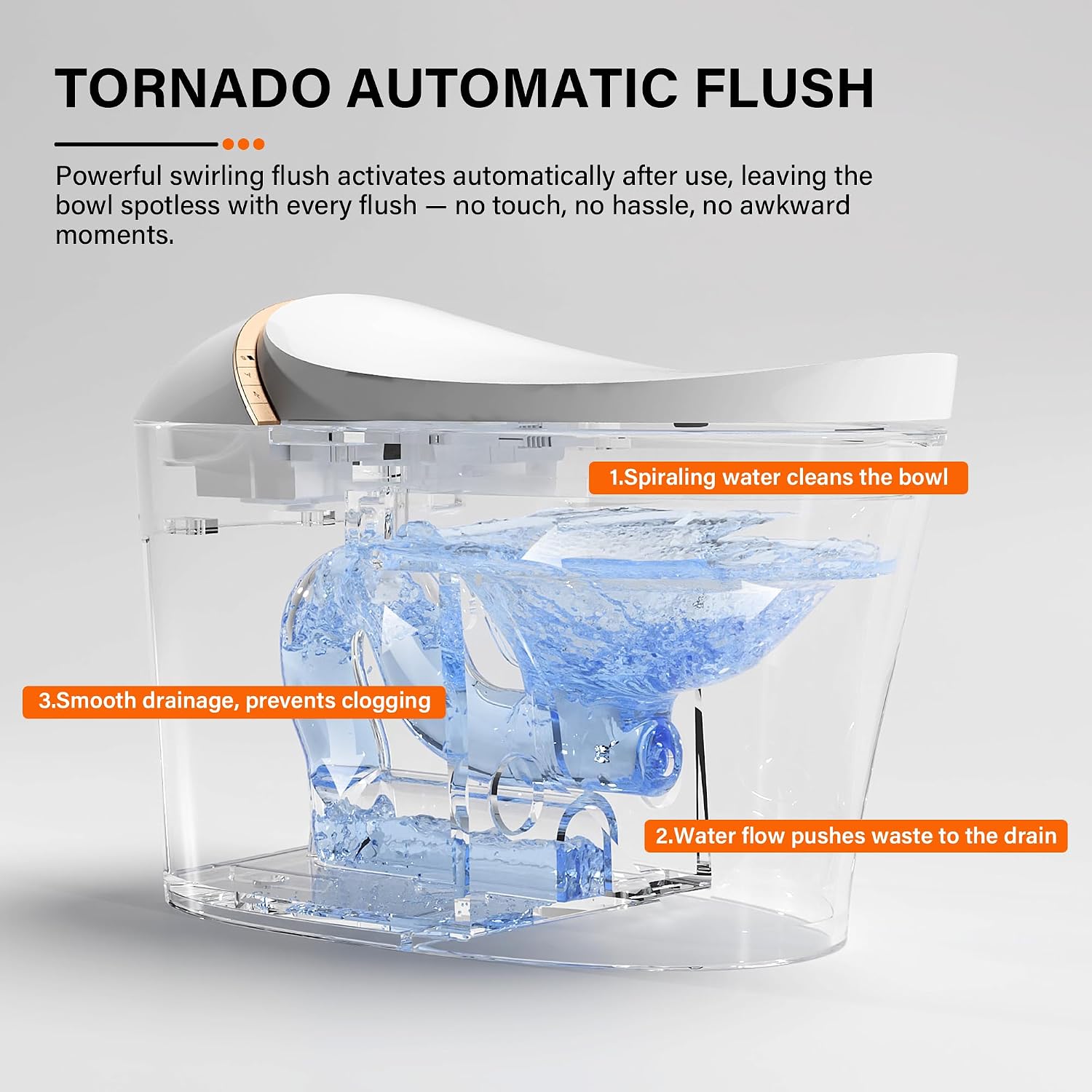DeerValley Smart Toilet with Bidet Built In, Tankless Toilet with Heated Bidet Seat, Auto Flush, Warm Water & Dryer, Deodorization, and Remote Control