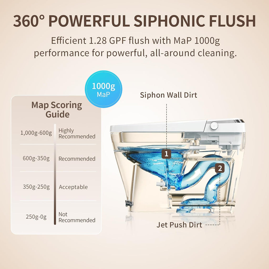 DeerValley Smart Toilet Auto Open & Close One Piece Tankless Toilet with Bidet Built in Auto Flush Warm Water Air Dryer Heated Seat Intelligent Water Filter for Modern Luxury Smart Home - DV-1S0029Pro