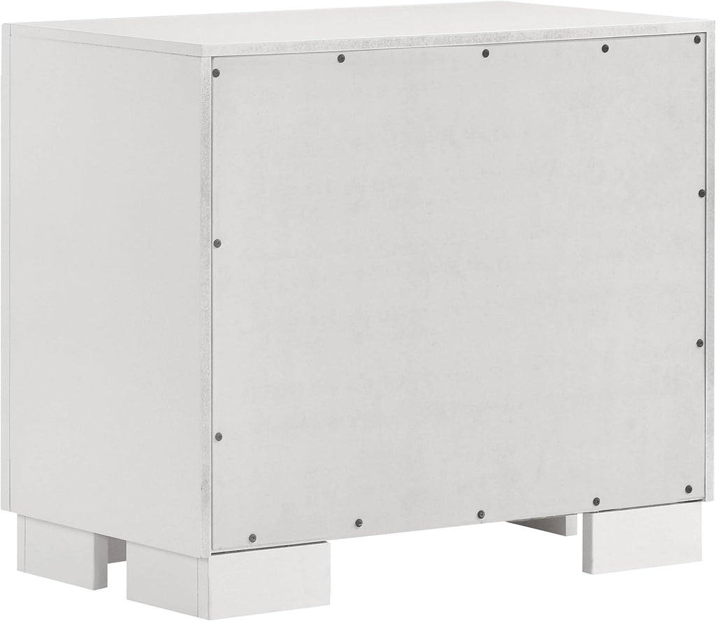 Coaster Home Furnishings Jessica Contemporary 5-Piece Bedroom Set Queen Size LED Panel Bed Frame 43-inch Headboard Snow White 202990Q-S5