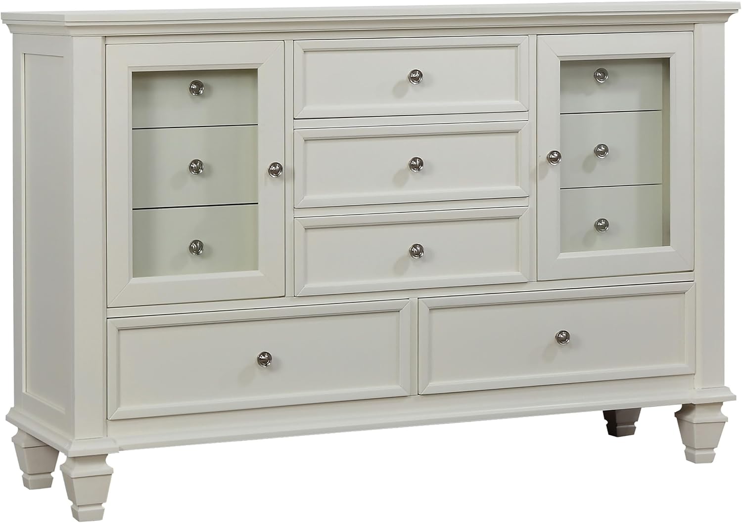 Coaster Home Furnishings Sandy Beach Coastal 4-Piece Bedroom Set Eastern King Size Panel Bed Frame 63-inch Headboard Cream White 201301KEN-S4
