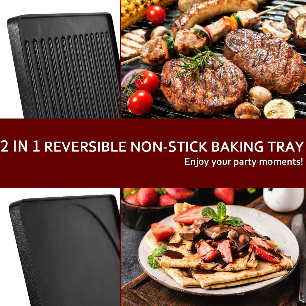 CUSIMAX Smokeless Indoor Grill with Tempered Glass Lid & 14.96' x 8.66' Aluminum Non-stick Stove Top Griddle Pan & 2 in 1 Raclette Table Grill