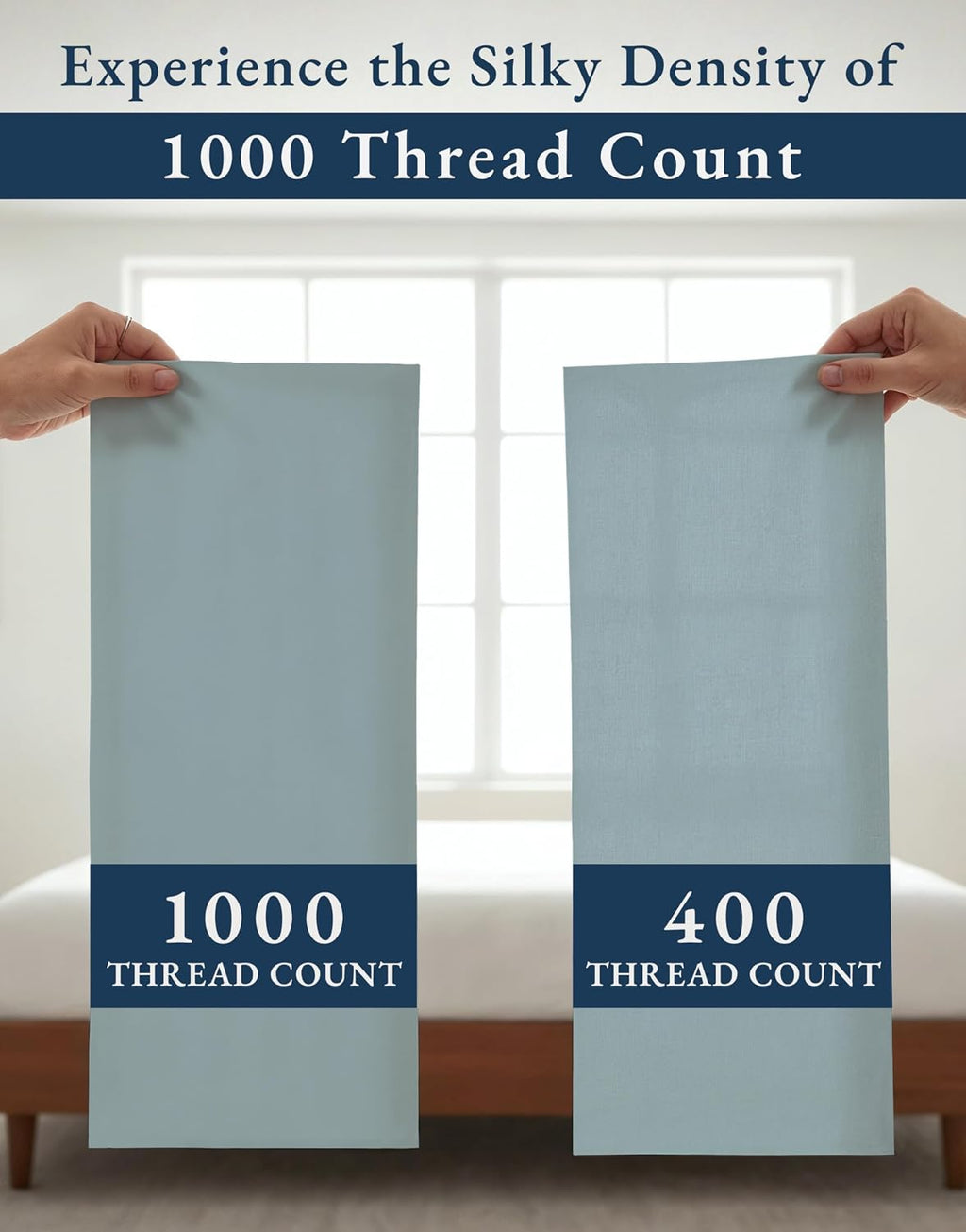 LANE LINEN 1000 Thread Count 100% Egyptian Cotton King Size Sheets – Silky Sateen Weave, Naturally Cooling & Durable, Ultra-Soft Luxury You Can Feel,15' Deep Pocket King Sheet Set – French Blue