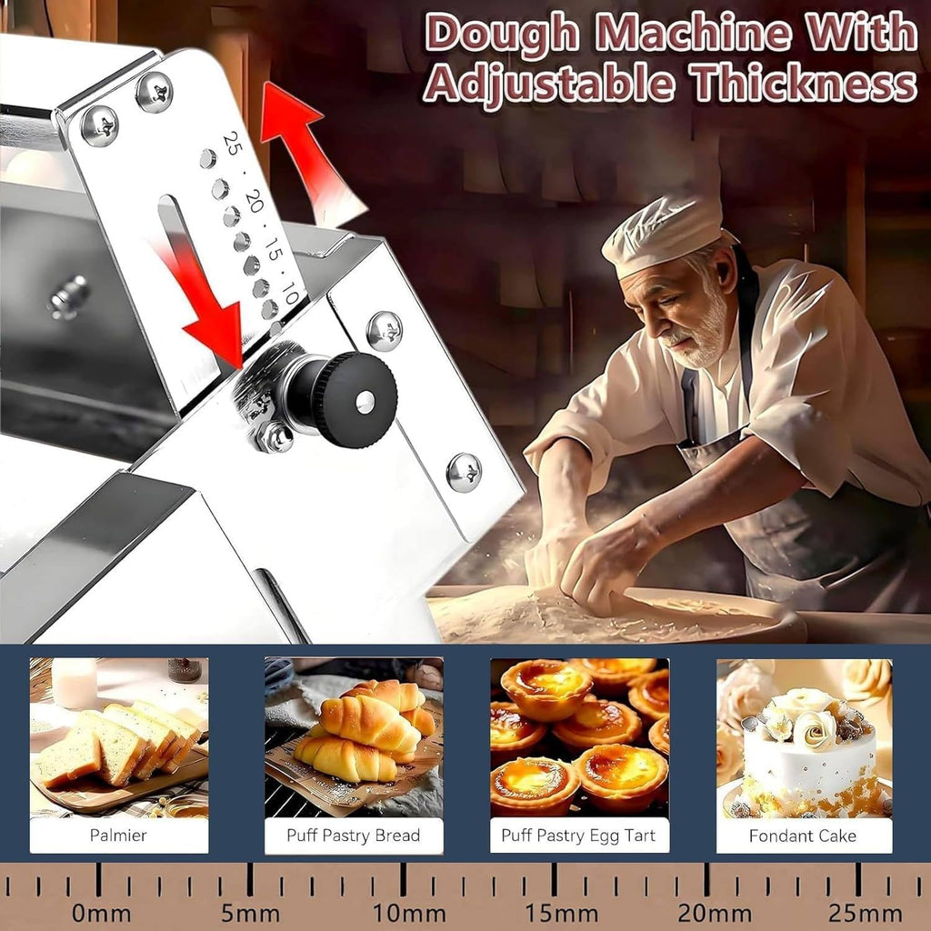 Electric Rolling pin with Adjustable Dough Thickness, Foldable Rolling pin with Rolling Board, Manual Rolling pin for Pizza, Croissants, Pastries and Fondant, Tabletop Device Type300