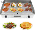 4400W Non-Stick Commercial Electric Table Top Griddle, 572°F/300℃ Thermostatic Double Control Flat Top Grill with Overload Circuit Breaker, Stainless Steel Teppanyaki Grill for Pancakes, Omelets, etc