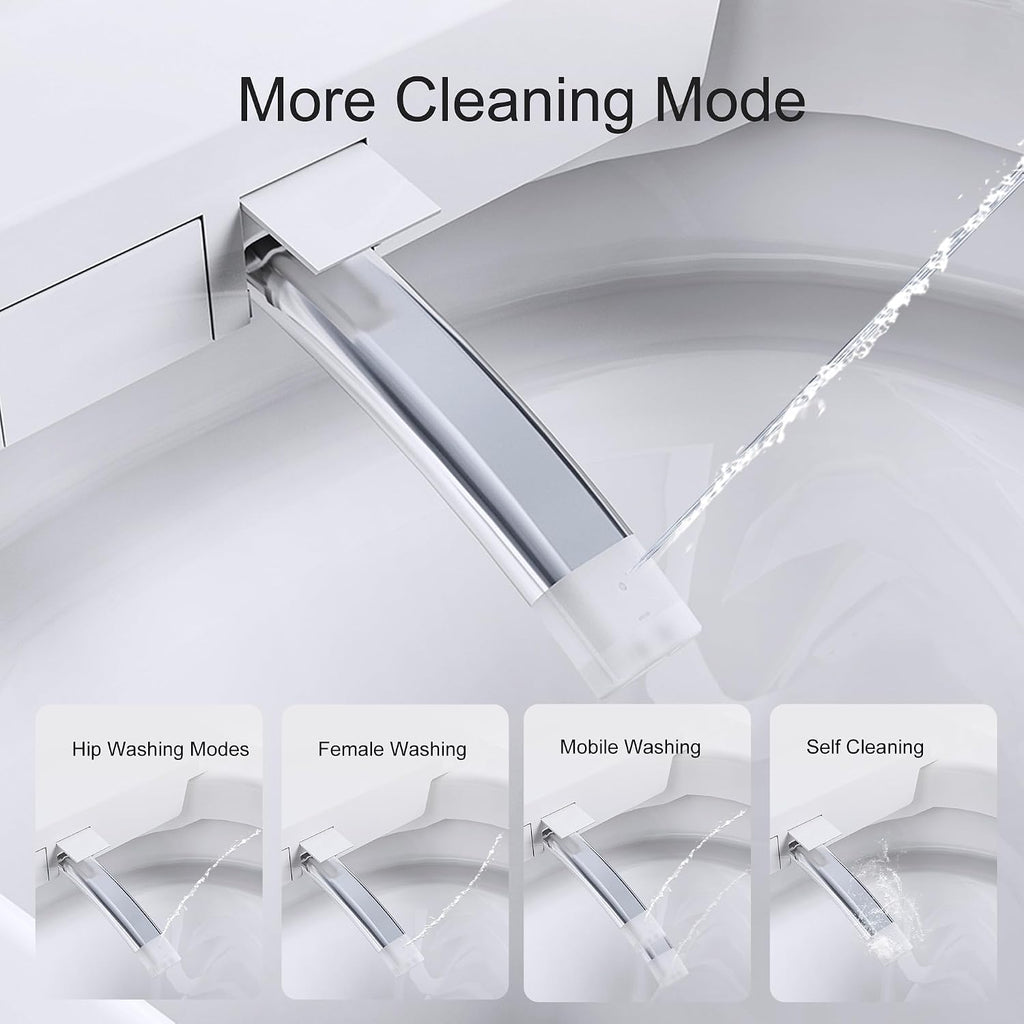 Smart Toilet, One Piece Bidet Toilet for Bathrooms, Toilets with Warm Water Sprayer & Dryer, Foot Sensor Operation, Heated Bidet Seat, Tankless Toilets with Fahrenheit LED Display