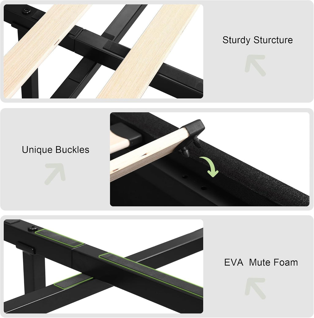 Feonase Lift Up Storage Bed Frame with Charging Station, Button Tufted Headboard Platform Bed Frame with Hydraulic Storage, Wooden Slat Support, No Box Spring Needed, Noise-Free (Black, Queen)