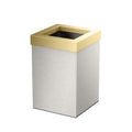 Gatco Small Bathroom Trash Can with Lid, Square 3 Gallon Stainless Steel Wastebasket, Under Sink, Satin Nickel and Brushed Brass, for Bathroom, Bedroom, Office (1914B)