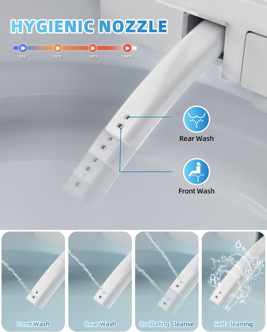 Smart Toilet with Bidet Built In, One Piece Elongated Japanese Toilet with Tank, Heated Seat Warm Water, LED Fahrenheit Display, Foot Kick Control, Self Cleaning Nozzle, Intelligent Dual Flush System