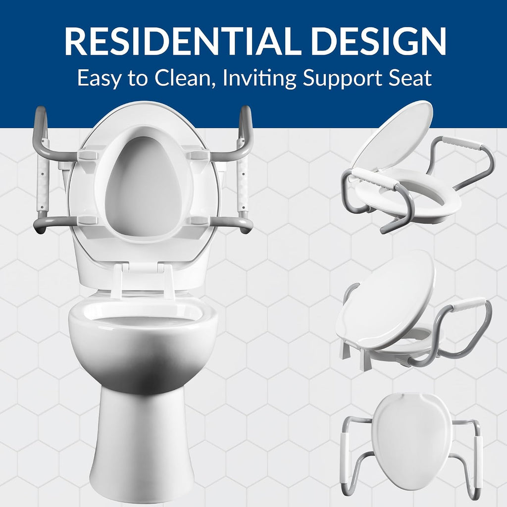 Bemis Assurance 3' Raised Toilet Seat with Handles, Therapist Preferred for Safety, Secure Hinges, Clean Shield Guard, Elongated, White