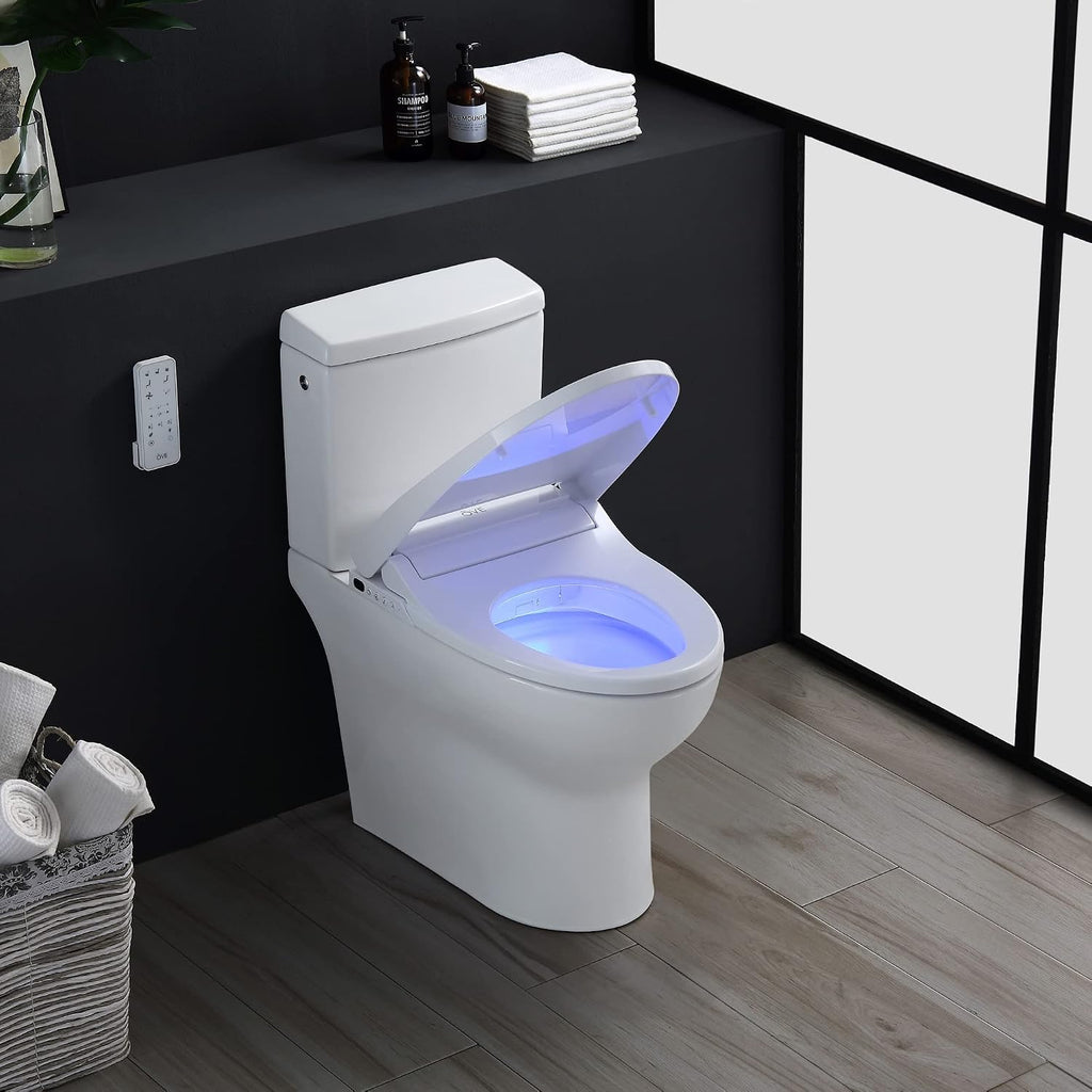 OVE Decors Wilma Smart Toilet with Integrated Bidet Seat, Heated Seat with Auto Flush and Warm Water and Multi Function Remote Control, White