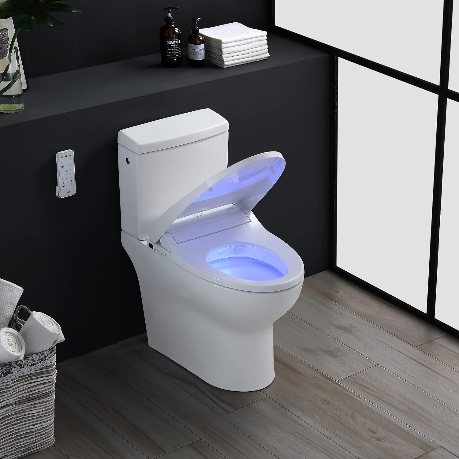OVE Decors Wilma Smart Toilet with Integrated Bidet Seat, Heated Seat with Auto Flush and Warm Water and Multi Function Remote Control, White
