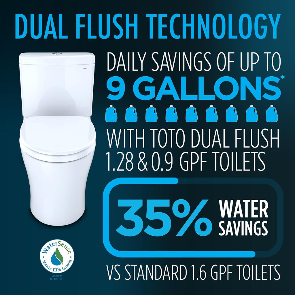 TOTO® WASHLET®+ Aquia® IV Two-Piece Elongated Dual Flush 1.28 and 0.9 GPF Toilet with S7 Contemporary Bidet Seat, Cotton White - MW4464726CEMFGN#01