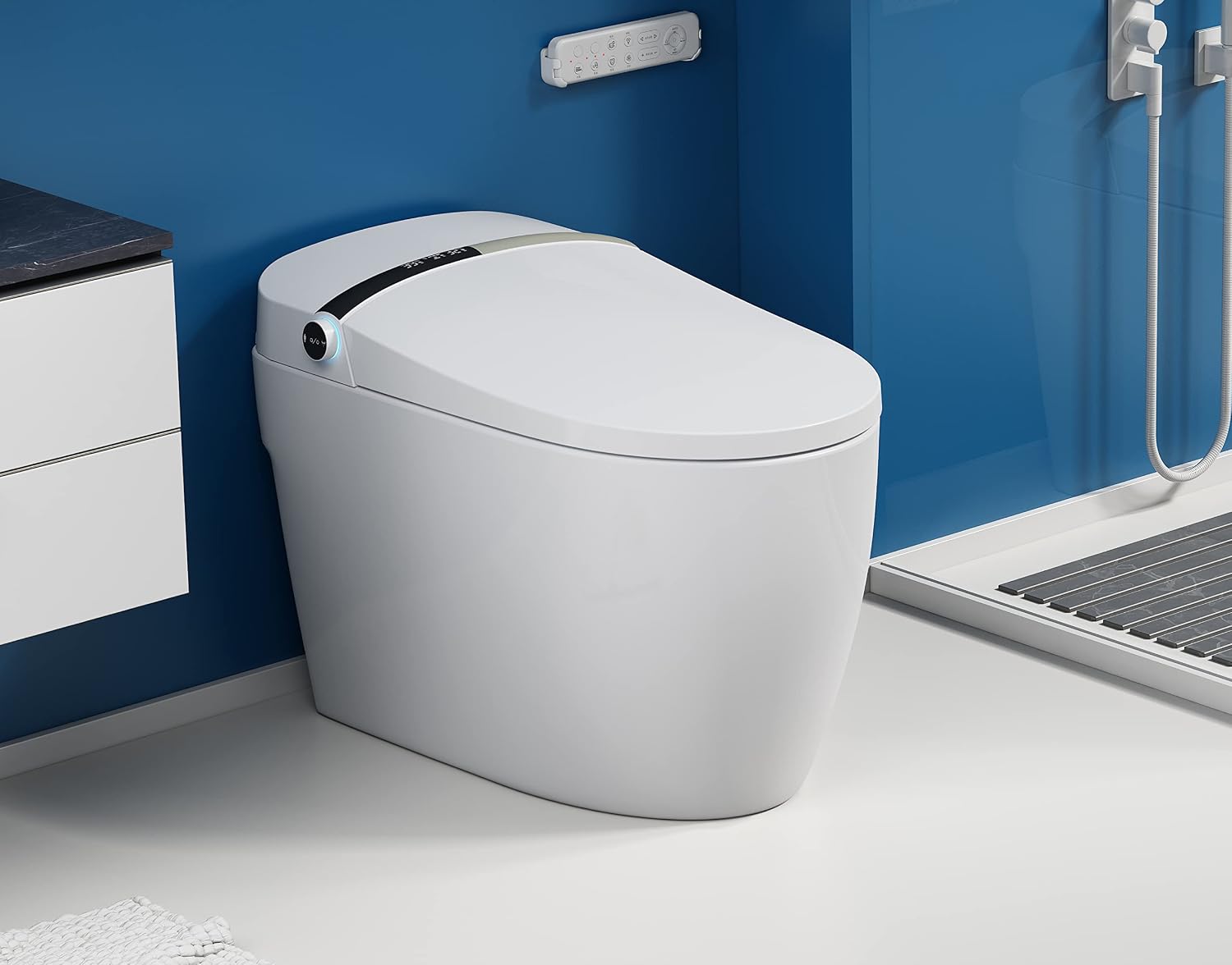 Smart Toilet with Bidet Built In, Heated Seat, Auto Open/Close & Dual Auto Flush, Tankless Elongated Bidet Toilet with Warm Water Wash, Air Dryer, Foot Sensor, LED Display & Backup Flush