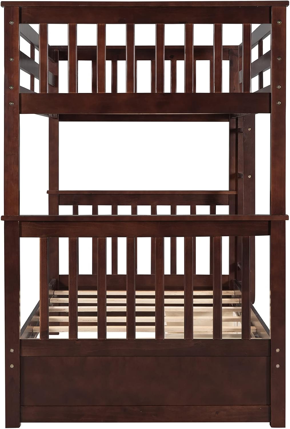 Harper & Bright Designs Twin-Over-Twin Bunk Bed with Two Storage Drawers, Solid Wood Twin Size Bunk Bed with Guardrial and Removble Ladder, Can be Converted Into 2 Separate Beds, Espresso