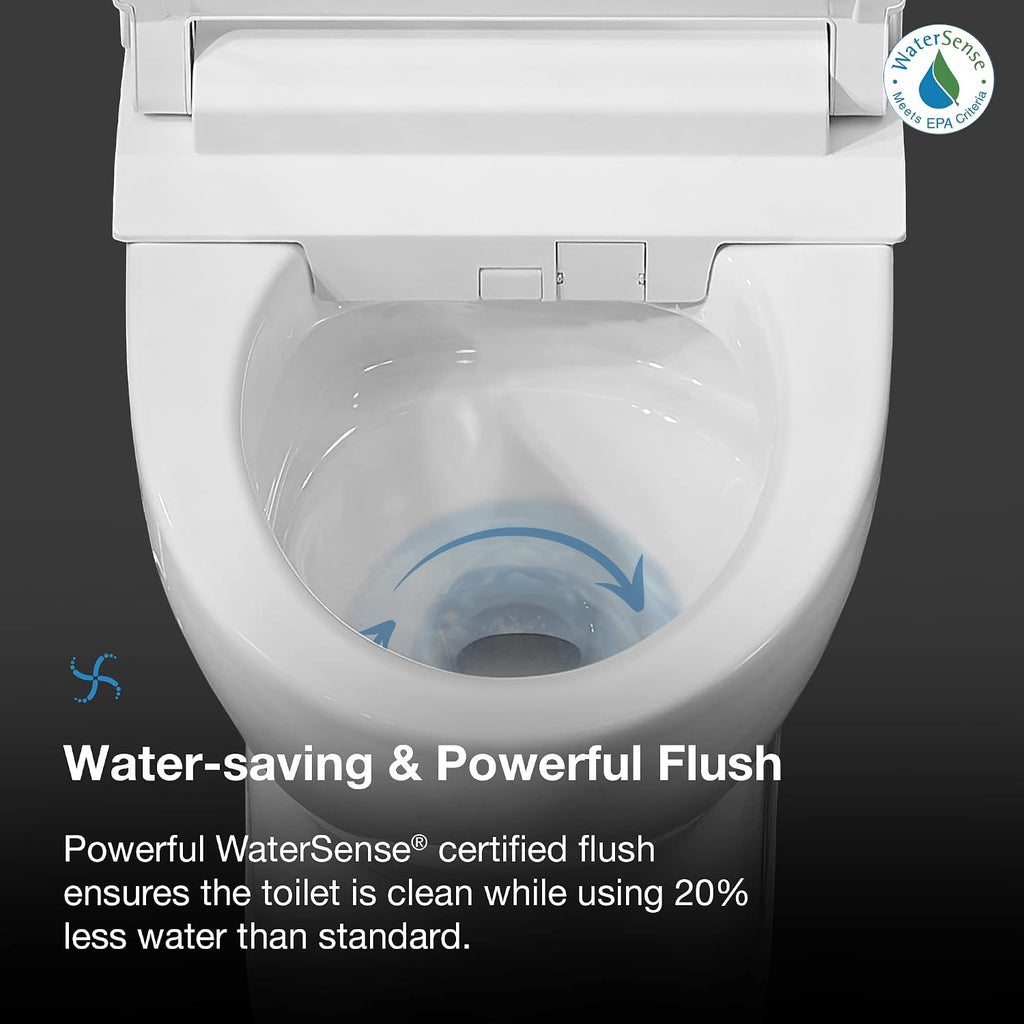 OVE Decors Wilma Smart Toilet with Integrated Bidet Seat, Heated Seat with Auto Flush and Warm Water and Multi Function Remote Control, White