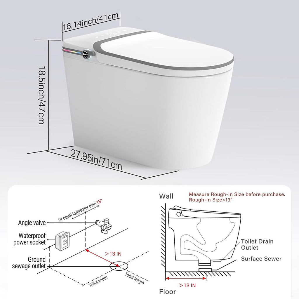 Smart Toilet with Bidet, Bidet Toilet, Modern Smart Toilets, Inteligente Japanese Toilet Seat,Toilet with Bidet Built in, Tankless Electric Toilet With Auto Open/Close Lid, Warm Water, Heated Seat