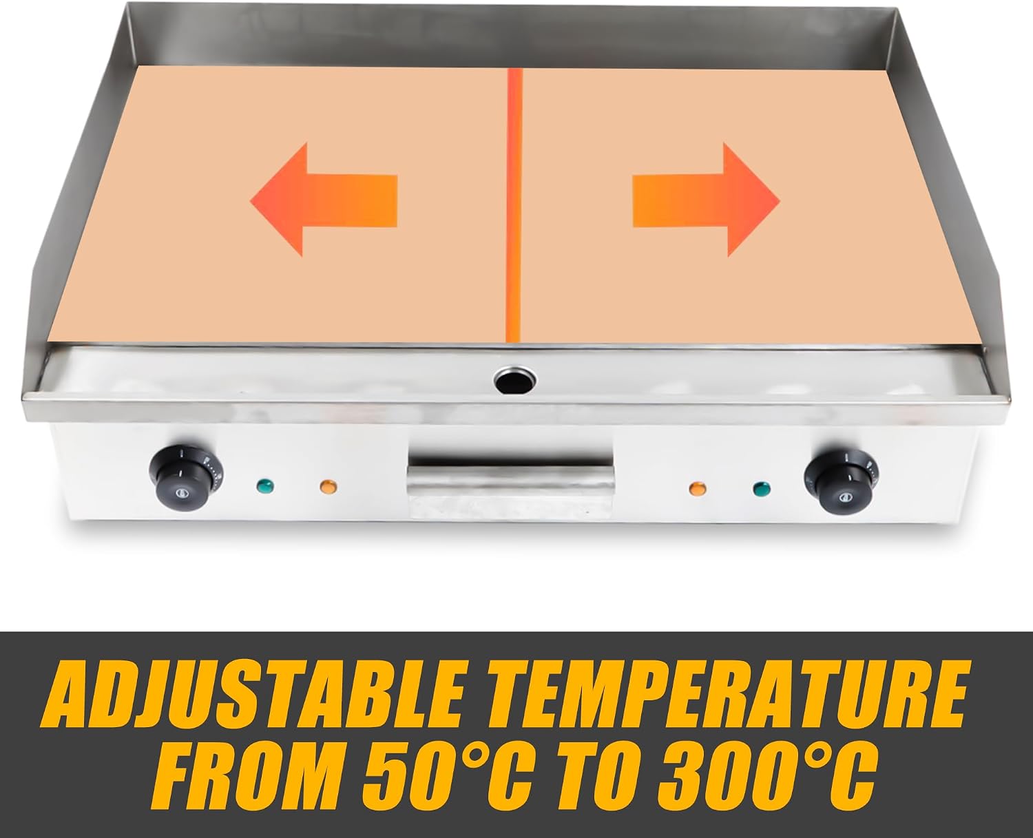 Commercial Electric Griddle, 3000W 28' Commercial Flat Top Griddle, Stainless Steel Non-Stick Countertop Teppanyaki Grill, Adjustable Temperature Control 122℉-572℉