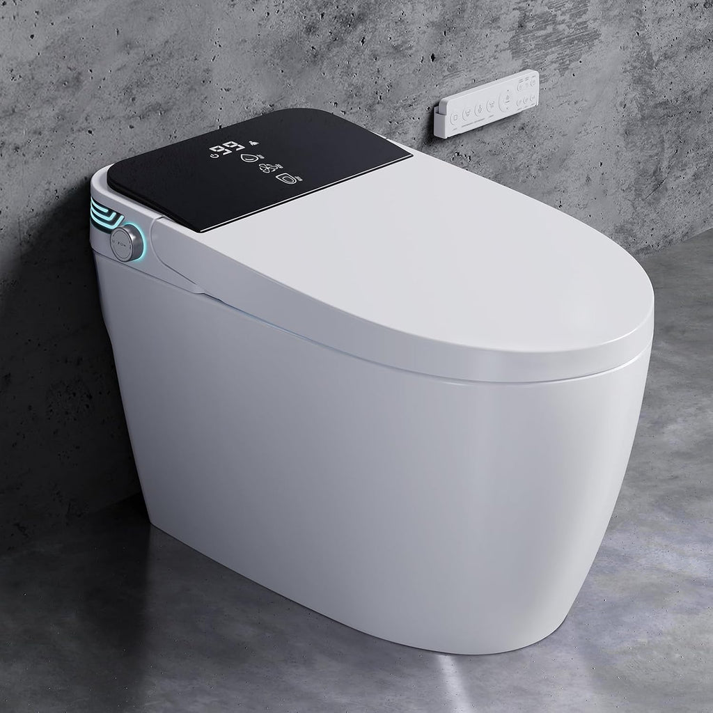 Smart Toilet with Bidet Built-In, Tankless Powerful Dual Flush, Auto Open/Close & Auto Flush, Elongated Heated Seat, Instant Warm Water & Dryer, LED Night Light & Temp Display