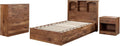 OS Home and Office Furniture Twin Sized Bookcase Headboard Platform Bed in Oak