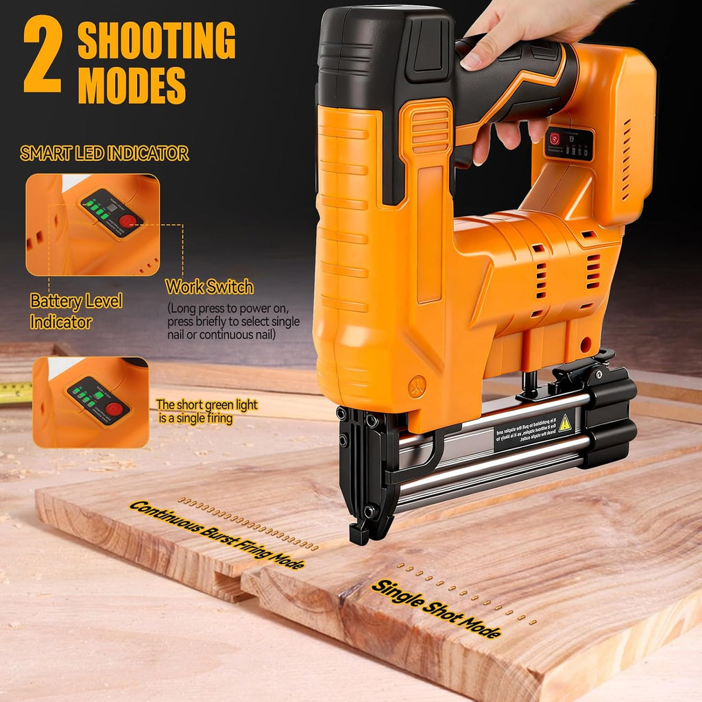 JOJOCY 18GA Cordless 2-in-1 Brad Nailer & Stapler for DeWalt 20V Battery, Powered Nail Gun with 1000 Silver Brad Nails & Gold Crown Staples, Ideal for Woodworking & Home Improvement