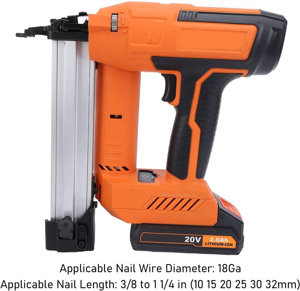Cordless Brad Nailer, 18Ga 3/8 to 1 1/4 Inch Nail with All Copper Motor, for Woodworking Furniture Production Baseboards Installation (US Plug 100‑220V)