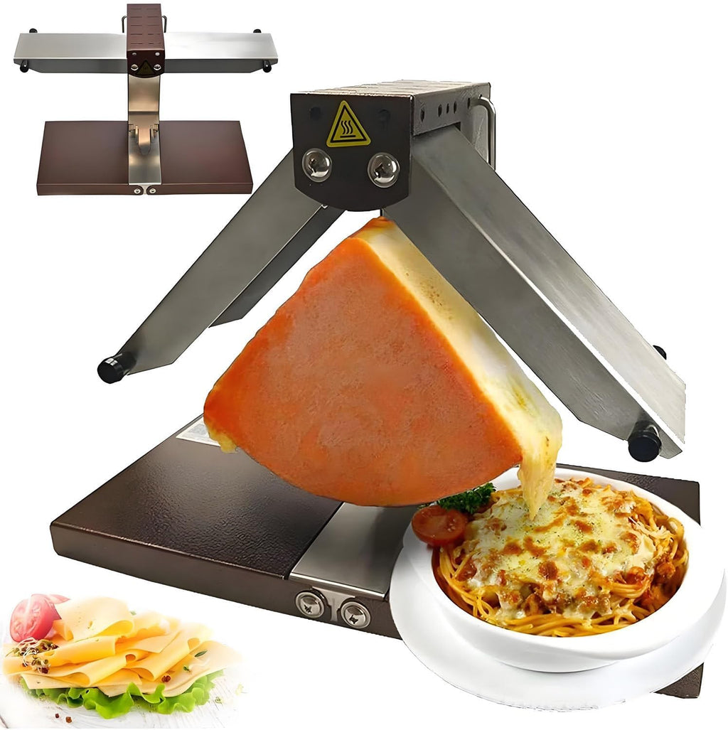 Commercial Raclette Cheese Melter,1000W Dual Heating for Half-Wheels, Wedges & Blocks, 0-90° Adjustable Foldable Electric Melt Station for Restaurants, Cafes & Catering