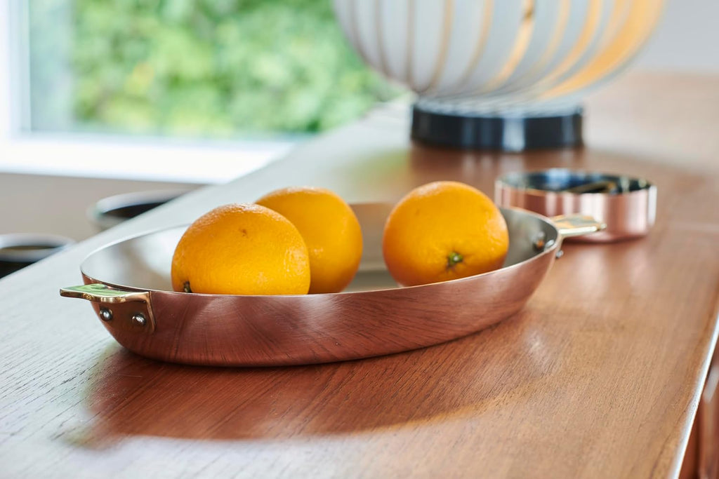 Mauviel M'Heritage M'150 B Copper Round Pan With Brass Handles, 7.9-In, Made In France