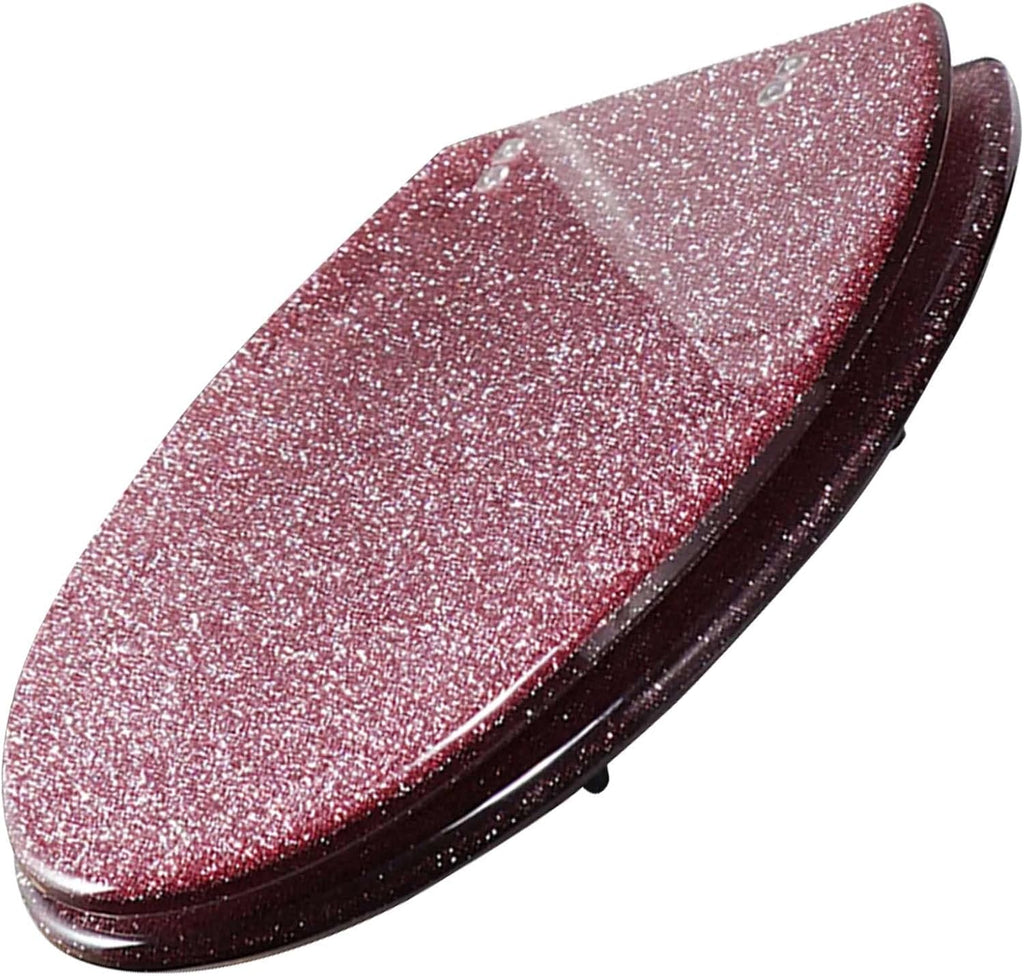 Glitter Resin Toilet Seat Elongated, Soft Close Quick Release, Easy Installation/Remove, Fit All Standard Oval-Shape (Pink)