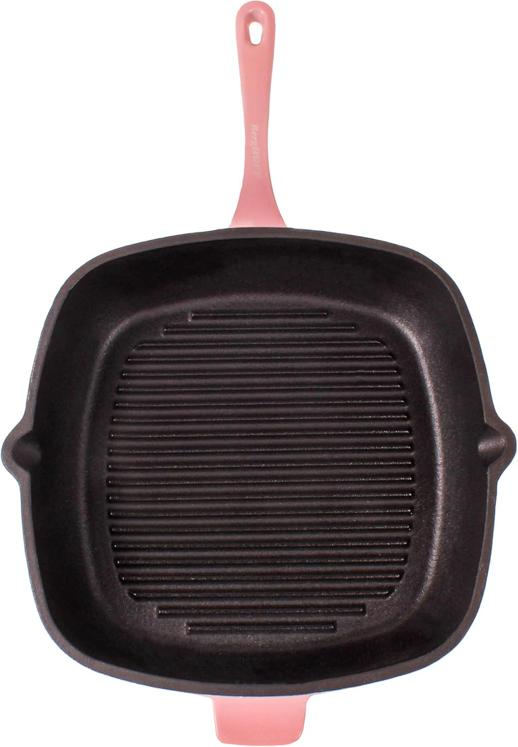 BergHOFF 3Pc Neo Enameled Cast Iron Cookware Set, 3qt. Dutch Oven, Matching Lid, Square Grill Pan 11 Inches, Oven Safe Up To 400°F, Pink