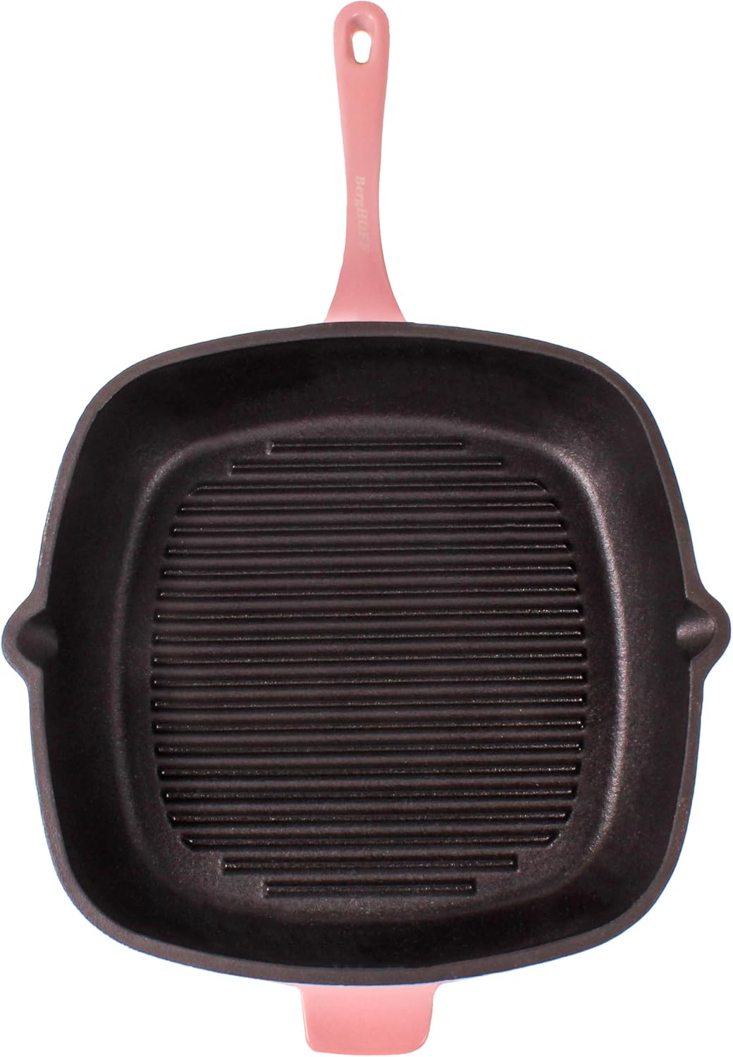 BergHOFF 3Pc Neo Enameled Cast Iron Cookware Set, 3qt. Dutch Oven, Matching Lid, Square Grill Pan 11 Inches, Oven Safe Up To 400°F, Pink