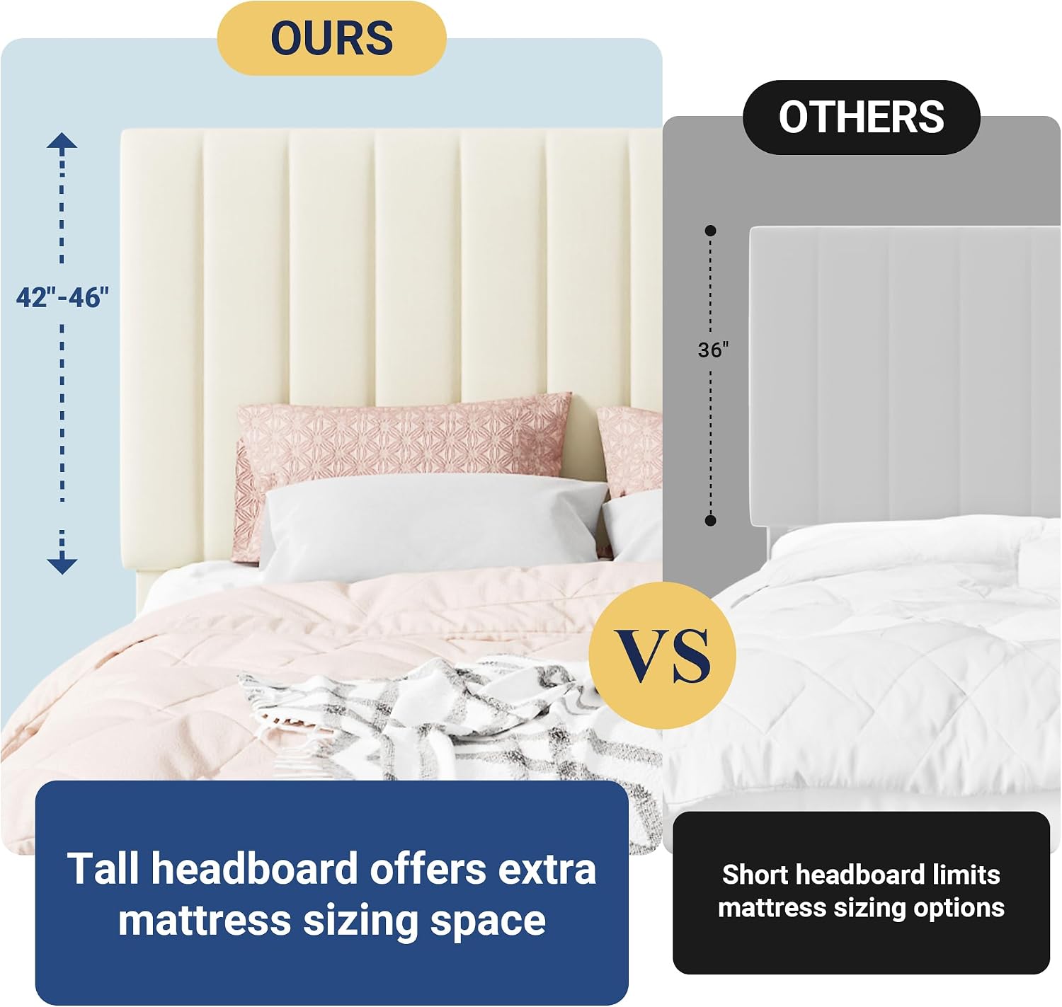 Allewie Full Size Storage Bed Frame, Vertical Channel Tufted Adjustable Headboard, Velvet Upholstered Platform Bed with 4 Oversized Underbed Drawers, Wooden Slats Support, No Box Spring Needed, Cream