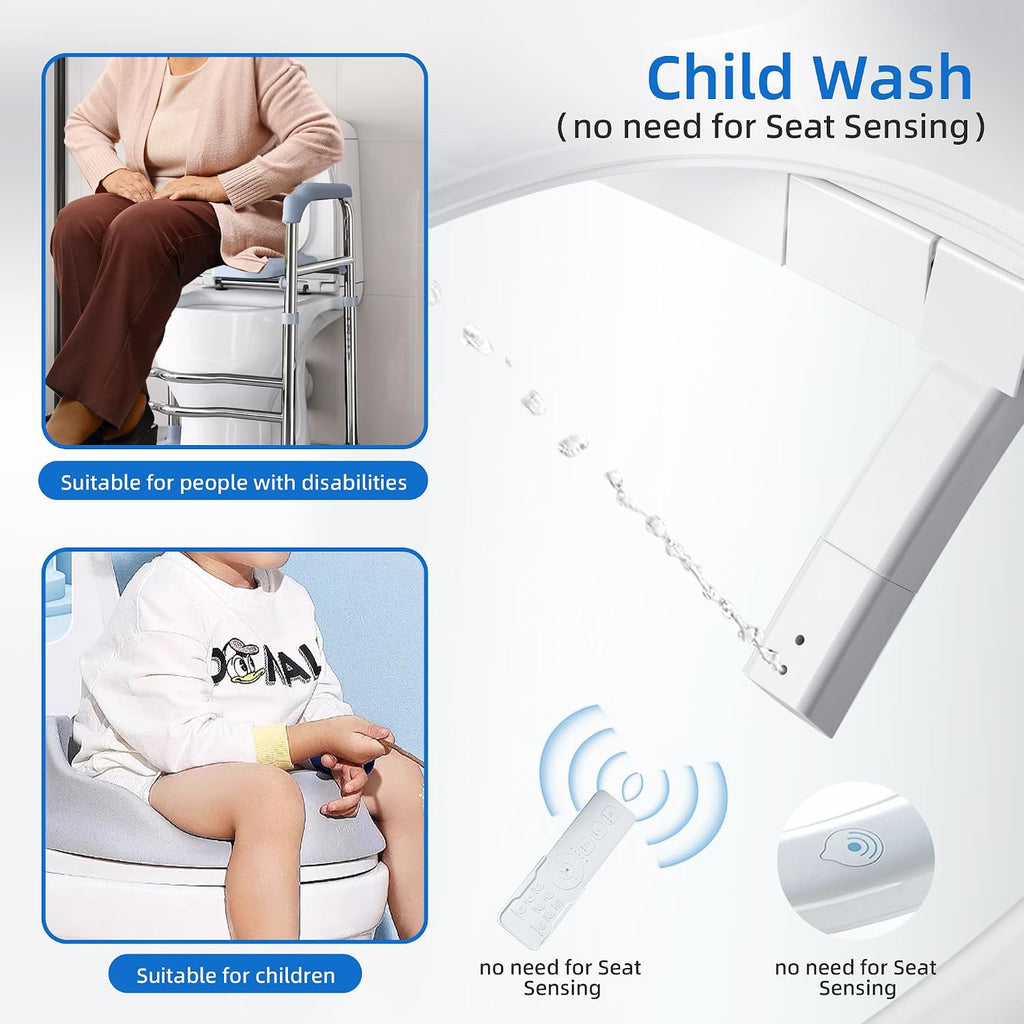 WOODBRIDGE Electronic Bidet Toilet Seat with Auto Open & Close Lid, Child Wash,Air Dryer,Heated seat,Remote Control,Elongated Soft Close, White BID03