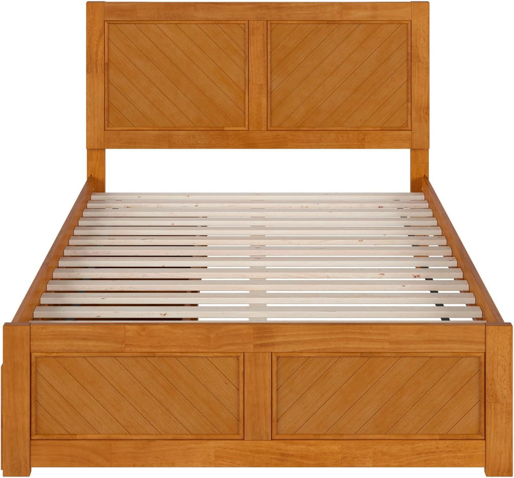 AFI, Canyon Full Platform Bed with Matching Footboard & Storage Drawers, Light Toffee