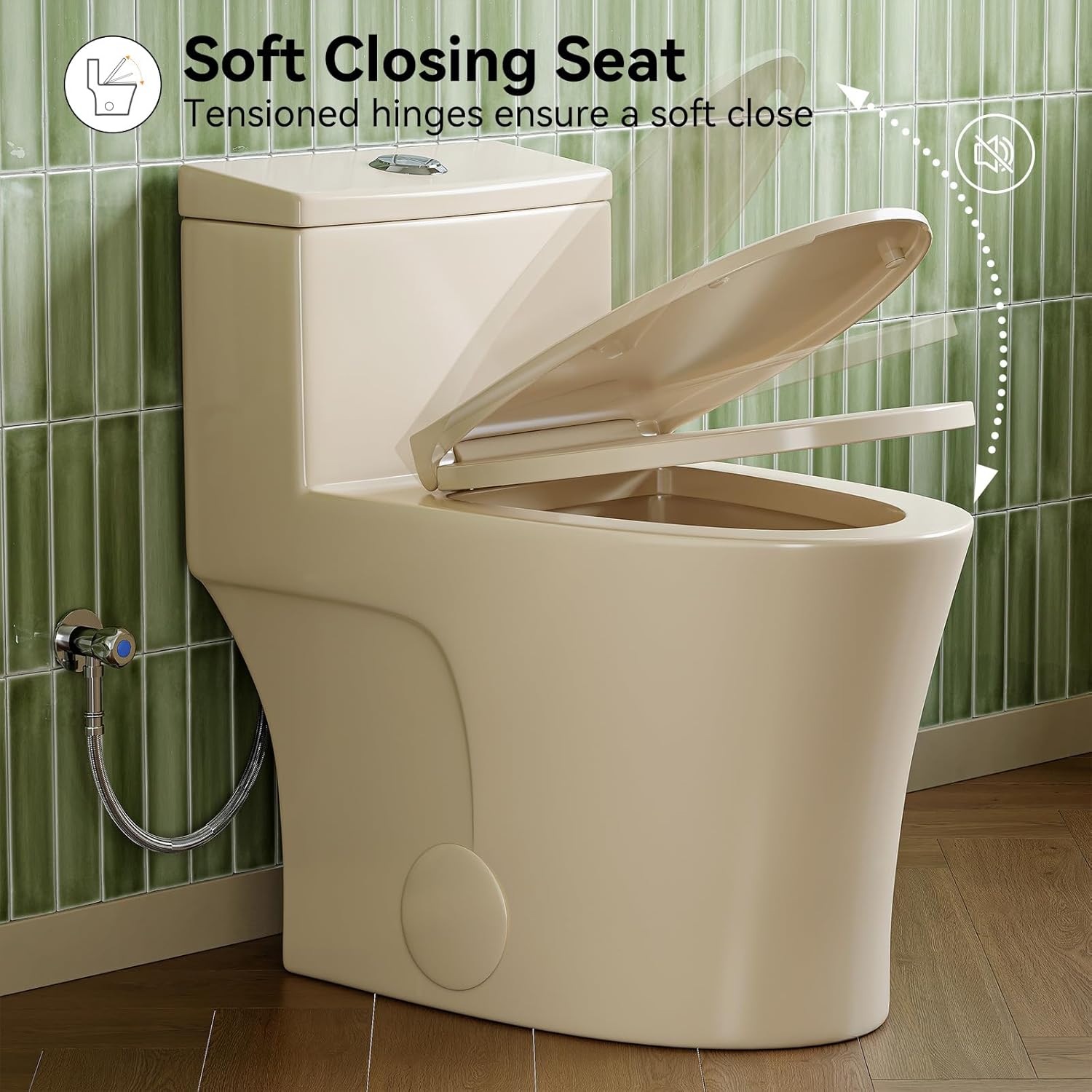 HOROW T0338WBC Elongated One Piece Toilet Bisque, ADA Toilet 17.3' with Comfortable Chair Height Seat, Modern Toilet for Bathroom, Dual Flush 0.8/1.28 GPF, 12' Rough-in Toilet Bowl Bisque