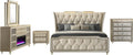 Coaster Home Furnishings - Lorient - Wood - 5-Piece Bedroom Set with Tufted LED Wingback Bed, USB Port, Traditional Style and Flame Visualizer - Bedroom - Queen Size - Ivory and Camel - 222661Q-S5B