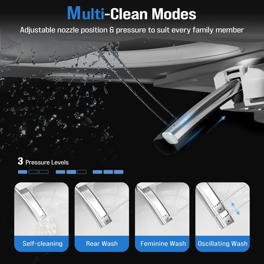 Smart Toilet with Bidet Built-In, Tankless Powerful Dual Flush, Auto Open/Close & Auto Flush, Elongated Heated Seat, Instant Warm Water & Dryer, LED Night Light & Temp Display