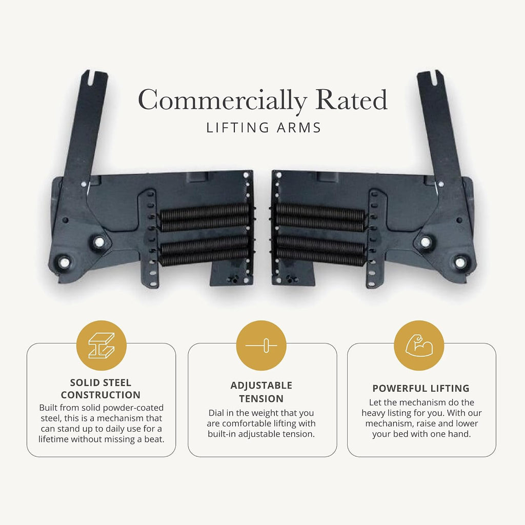 Wilding Wallbeds Murphy Bed Mechanism Hardware Kit (Universal Size Fits King, Queen, Full, & Twin) Spring Lift, Heavy Duty Powder-Coated Steel Vertical Wall Mount, DIY Wallbed, Supports Up to 2,000lbs