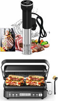 Sous Vide Cooker WiFi & 5 in 1 Smokeless Indoor Grill & Griddle with Meat Thermometer, PFAS Free Ceramic Nonstick