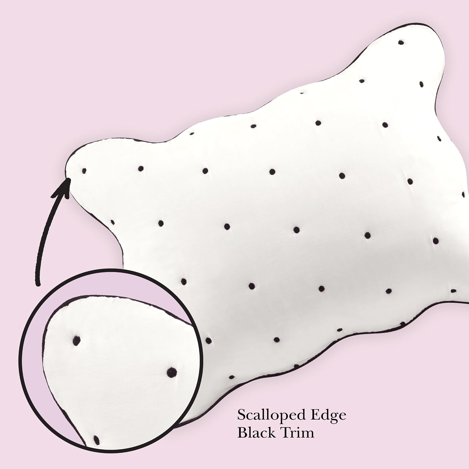 kate spade new york Scalloped Edge 3-Piece King Quilt Bedding Set, 100% Cotton Reversible Cover, All Season Warmth Bedding, Machine Washable, Marshmallow
