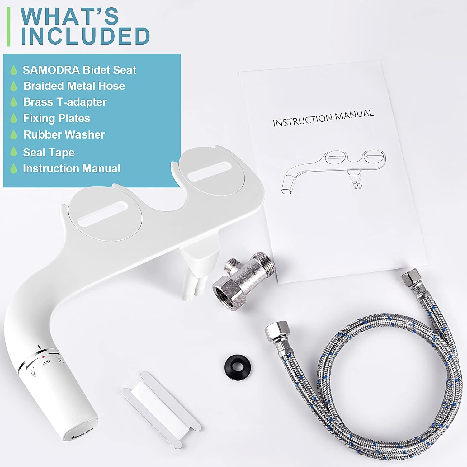 Non Electric Bidet Attachment for Toilet Seat Adjustable Water Pressure Nozzle Bidet Sprayer BBCBBZ
