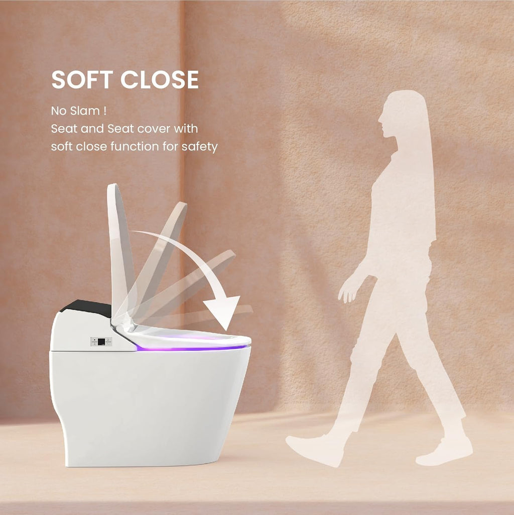 VOVO STYLEMENT TCB-8100B Smart Toilet for bathrooms, Elongated One Piece Toilet, 1.12 GPF, Auto Dual Flush, ADA Chair Height, Heated Seat, Made in Korea