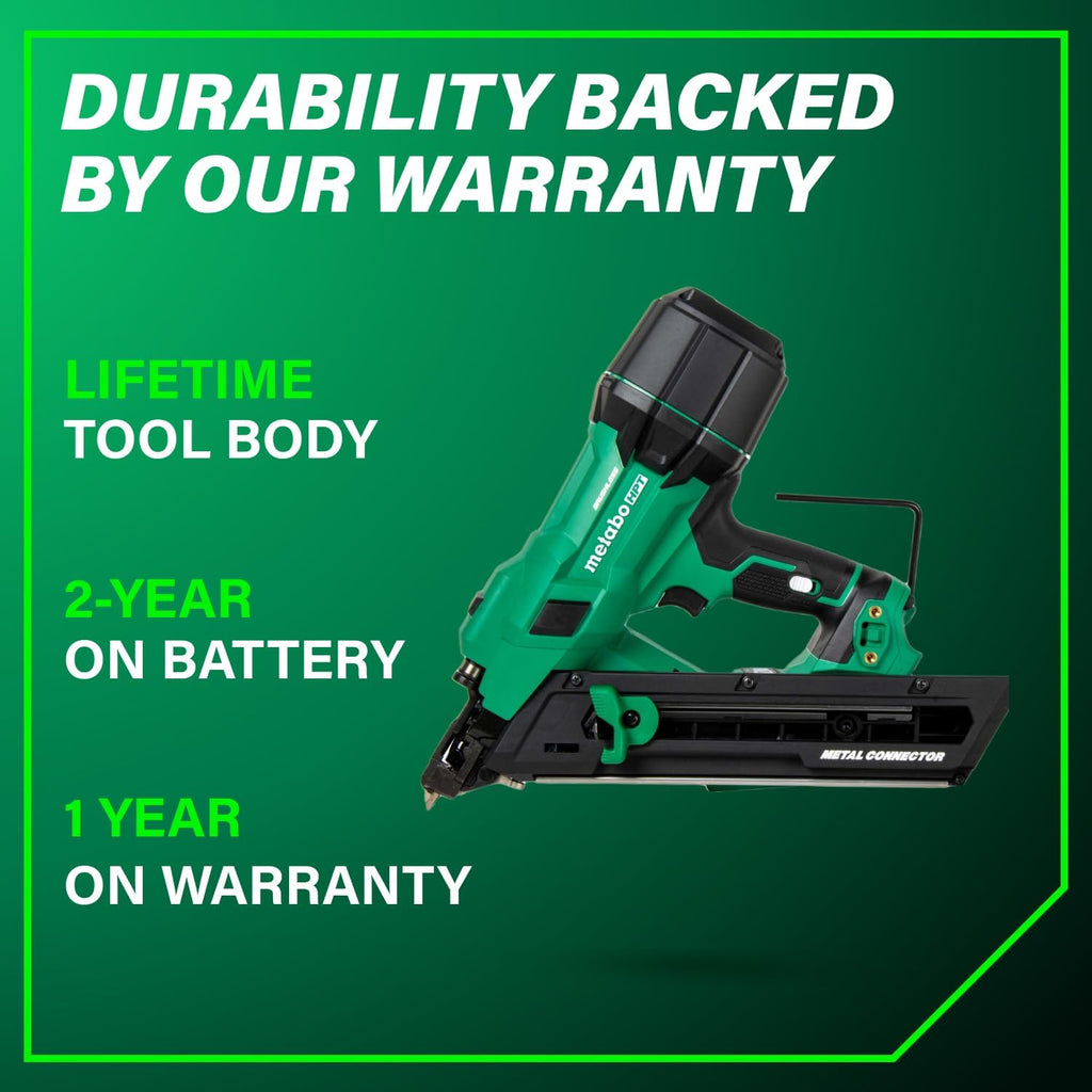 Metabo HPT 18V MultiVolt Brushless 1-1/2' Metal Connector Nailer, Cordless Air Spring Nailer with 18V 4.0Ah Battery, Lightweight Design, 600 Nails Per Charge, Sequential Actuation, NR1838DKA