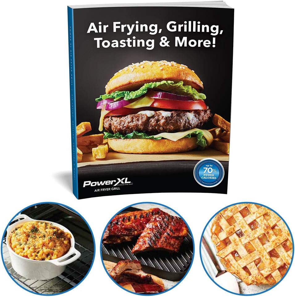 PowerXL Air Fryer Grill 8 in 1 Roast, Bake, Rotisserie, Electric Indoor Grill (Black Standard No Rotisserie) OPEN BOX