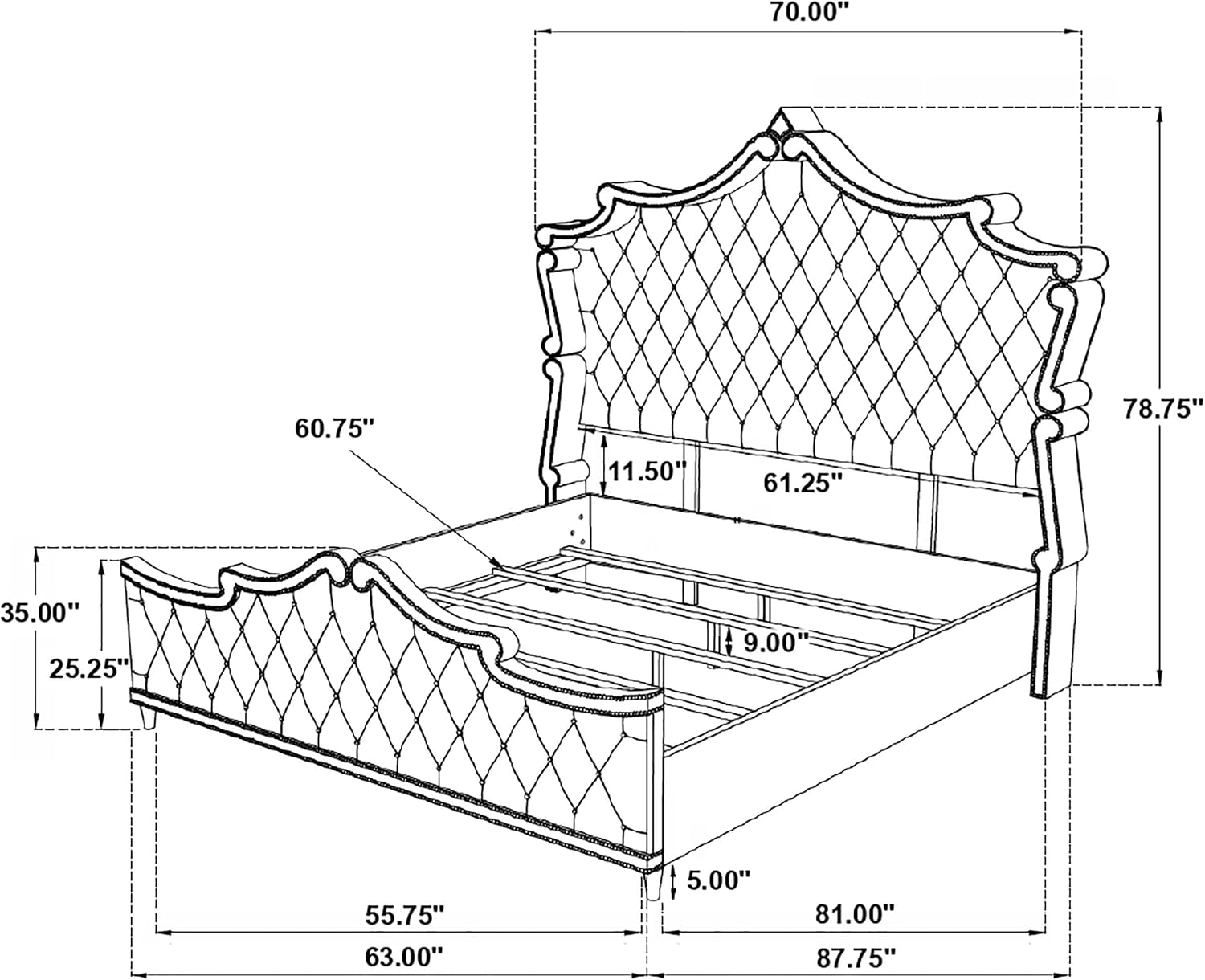 Coaster Home Furnishings Antonella Modern Classic 5-Piece Bedroom Set Velvet Upholstered Queen Size Panel Bed Frame 79-inch Headboard Ivory and Camel 223521Q-S5